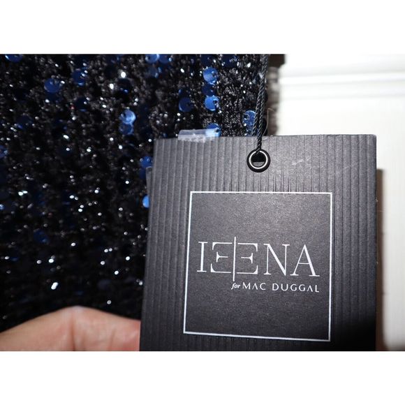 Mac Duggal 26331 Women's Sz 6 Midnight Blue Sequin Sleeveless Sheath Gown $398 - Picture 4 of 8